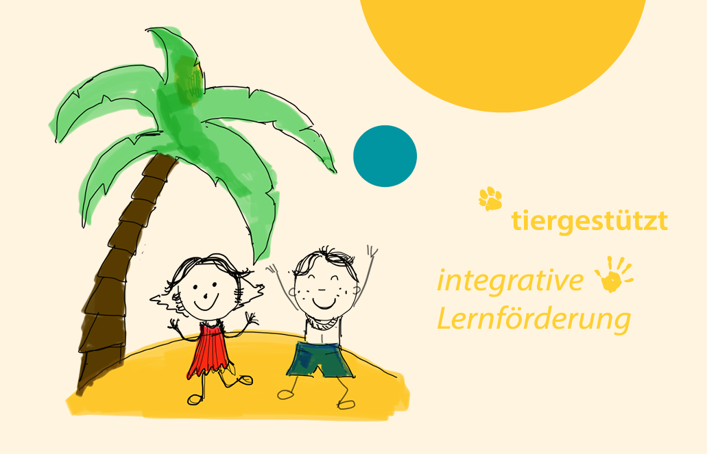 Die Lerninsel, tiergestützte, integrative Lernförderung Zeichnung Lerninsel