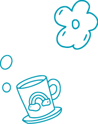 Illustration, Teetasse und Blume